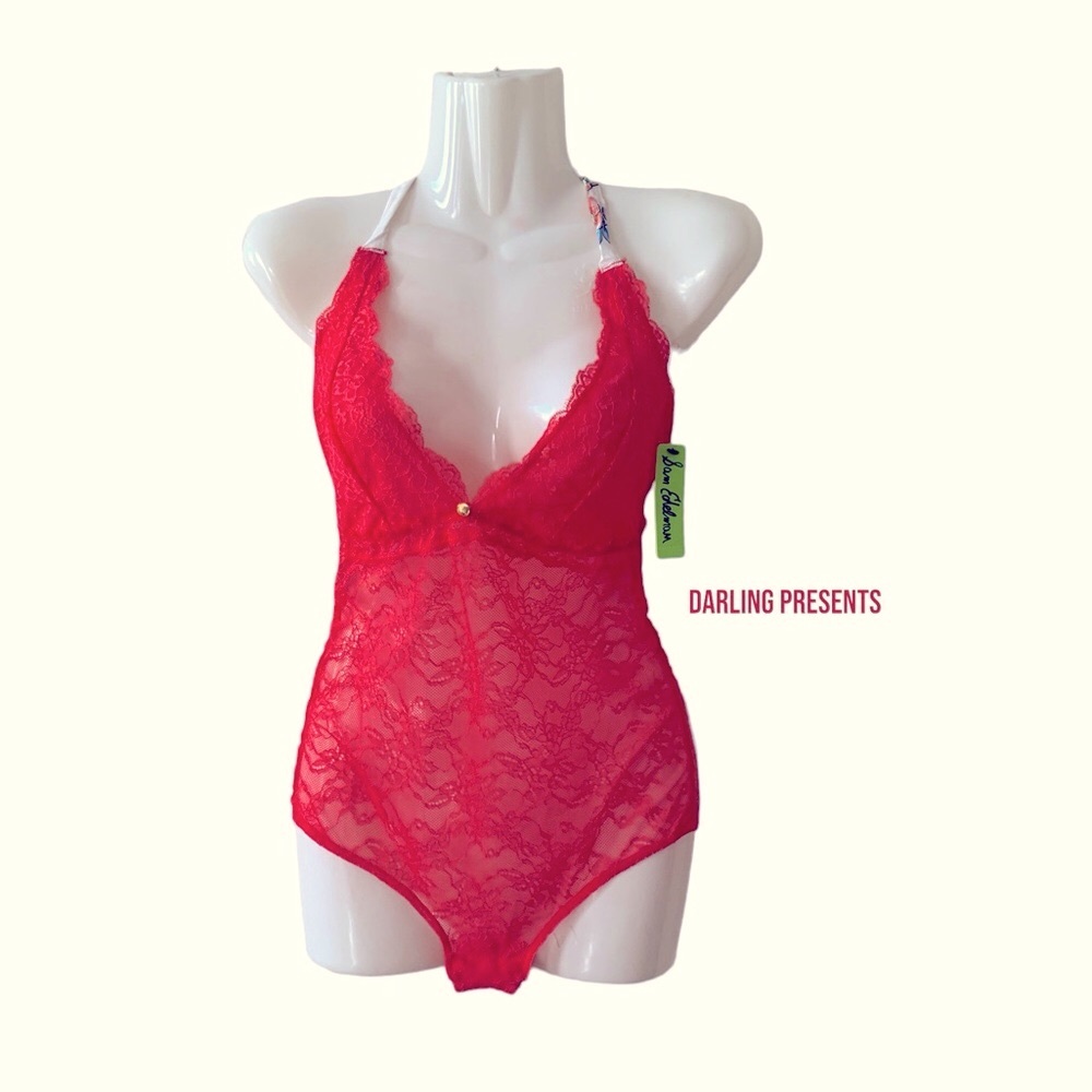 Sam Edelman Lace Bodysuit Women Color Geranium Size M - Picture 2 of 8